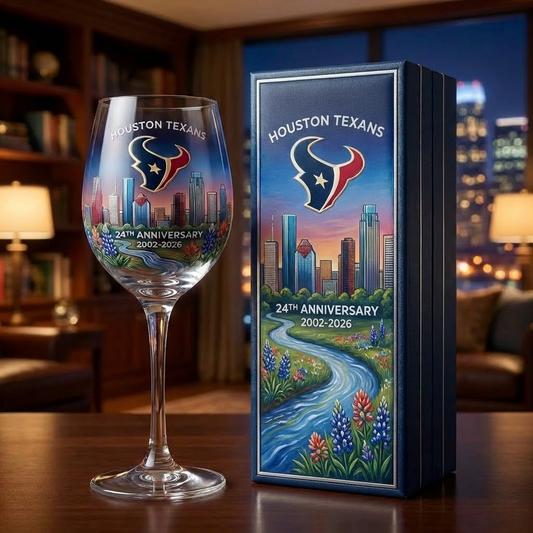 Houston Texans 24th Anniversary Commemorative Wine Glass (2002–2026)