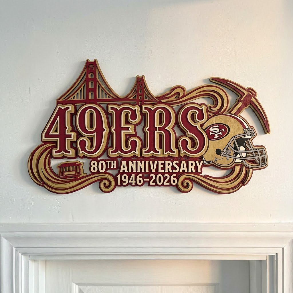 San Francisco 49ers 80th Anniversary Wooden Art Signage