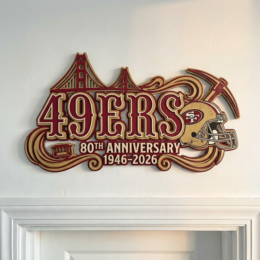 San Francisco 49ers 80th Anniversary Wooden Art Signage