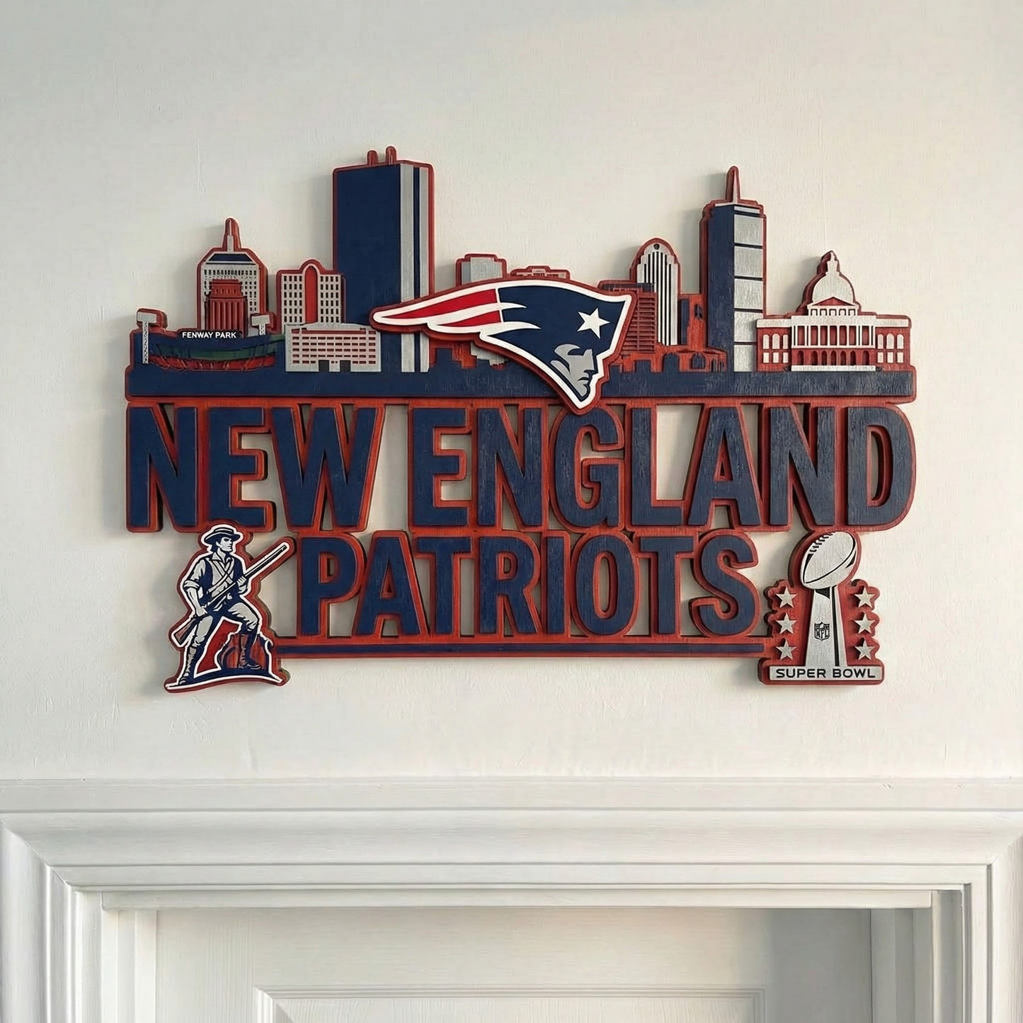 New England Patriots Wooden Art Signage