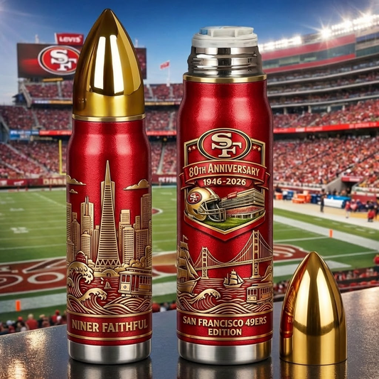 San Francisco 49ers 80th Anniversary Bullet Thermos