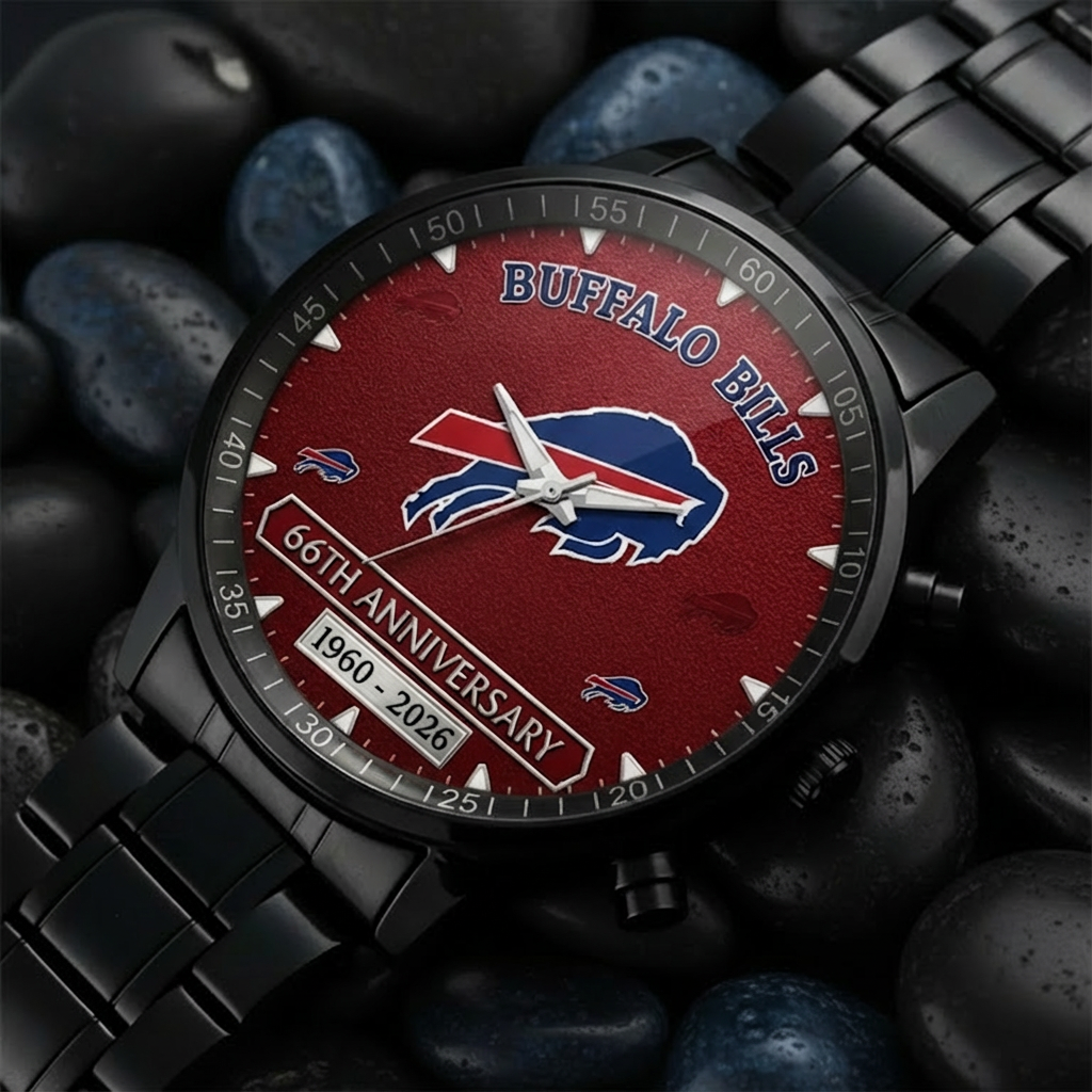Buffalo Bills 66th Anniversary Commemorative Stainless Steel Watch (1960–2026)