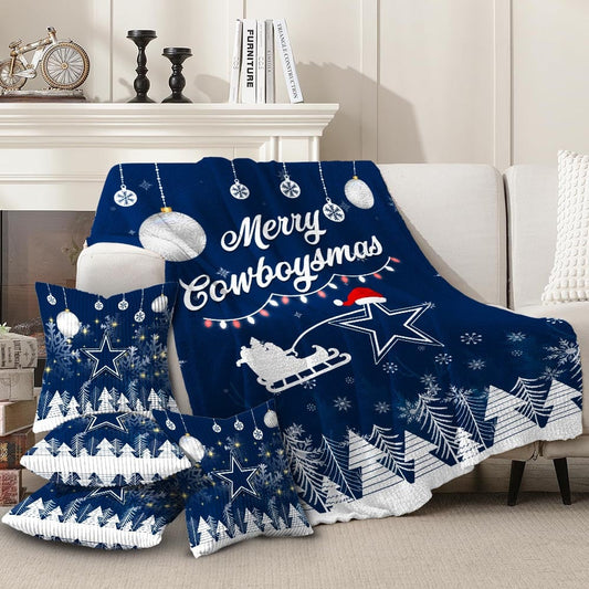 🏈 Football Team Christmas Blanket & Pillowcase Set – Cozy Up with Team Spirit! 🎄