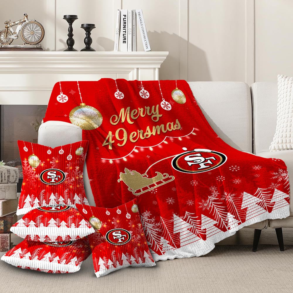 🏈 Football Team Christmas Blanket & Pillowcase Set – Cozy Up with Team Spirit! 🎄