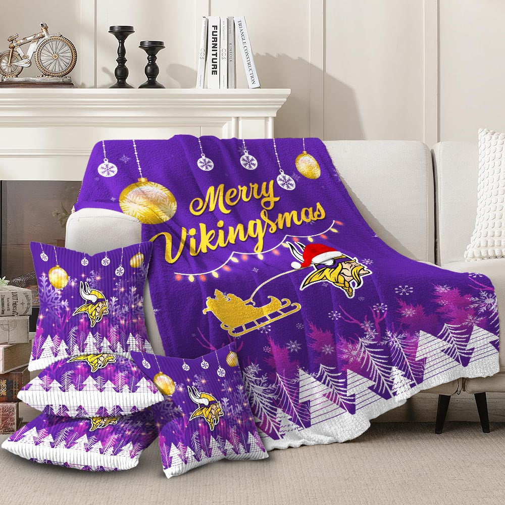 🏈 Football Team Christmas Blanket & Pillowcase Set – Cozy Up with Team Spirit! 🎄