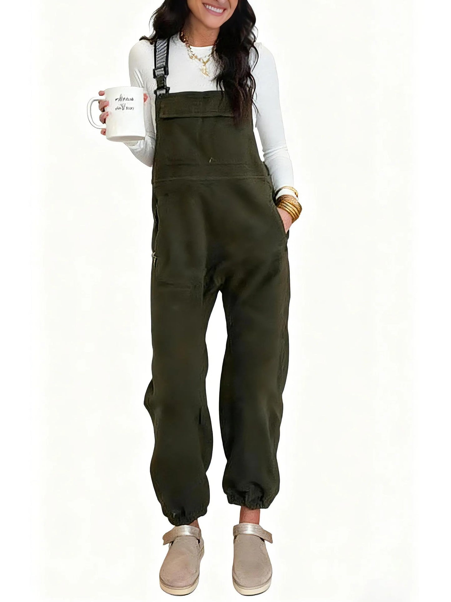 Women's Winter fleece Twill Strap Overalls with Pockets (BUY 2 FREE SHIPPING)
