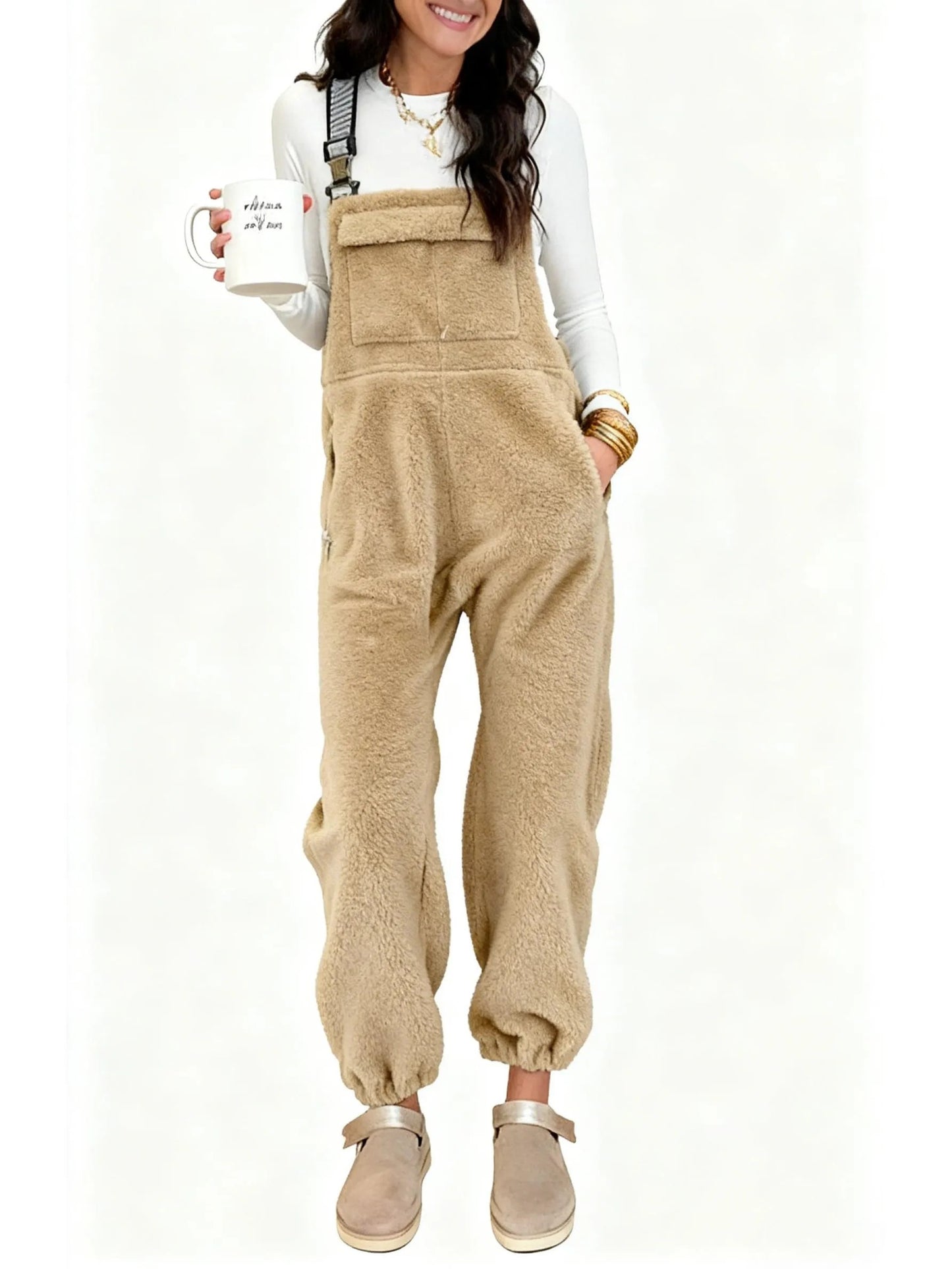 Women's Winter fleece Twill Strap Overalls with Pockets (BUY 2 FREE SHIPPING)