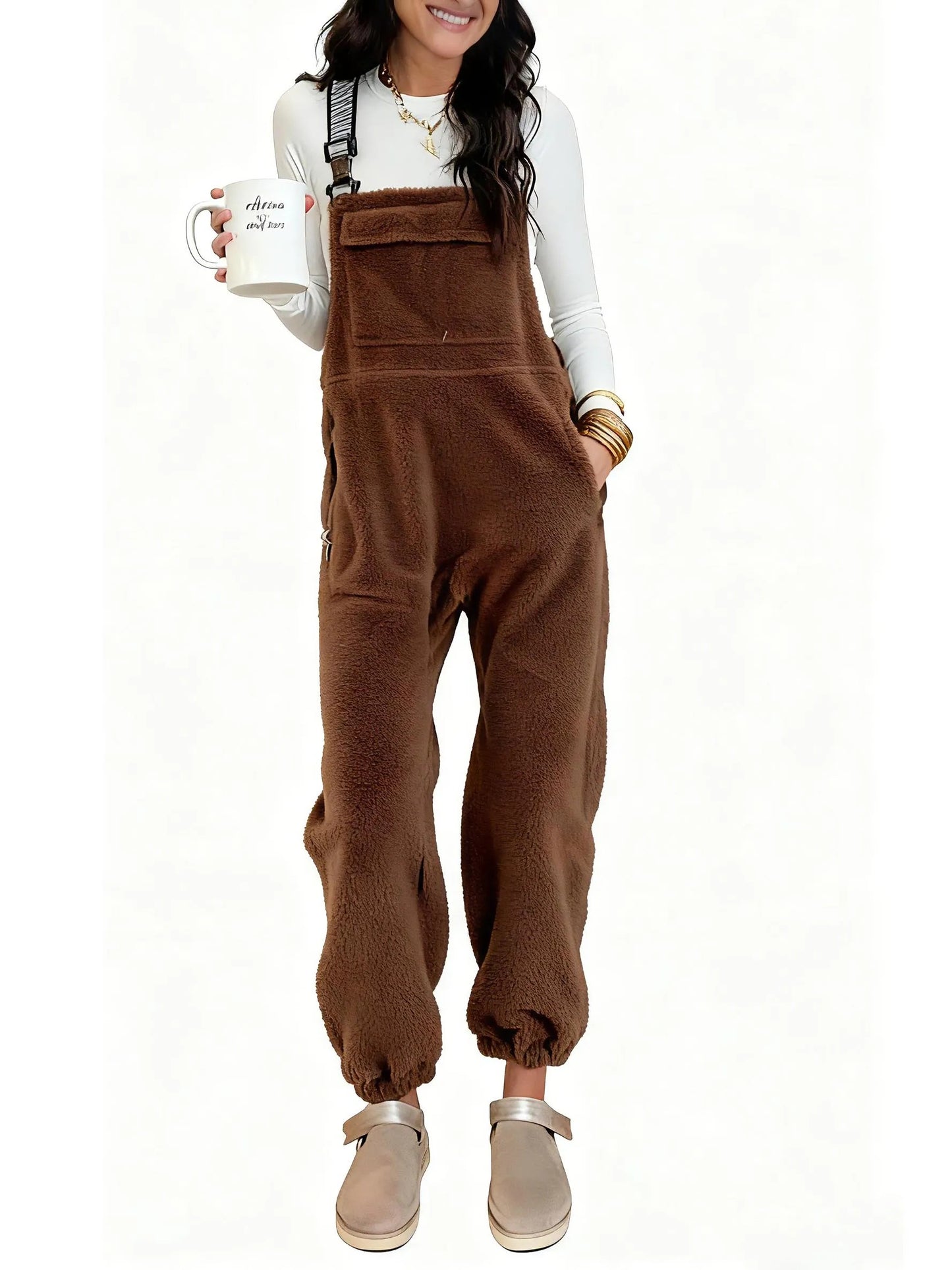Women's Winter fleece Twill Strap Overalls with Pockets (BUY 2 FREE SHIPPING)