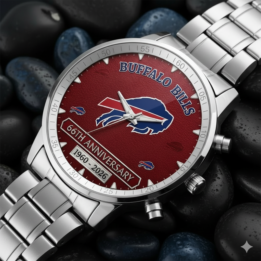 Buffalo Bills 66th Anniversary Commemorative Stainless Steel Watch (1960–2026)